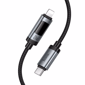 Hoco U148 datakaapeli digitaalisella näytöllä USB C - Lightning PD 27W 1,2 m musta
