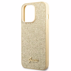 Guess Glitter Script kotelo iPhone 14 Pro:lle - kultainen