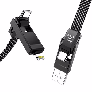 Blitzwolf BW-HDC7 4-in-1 USB+C+Lightning -kaapeli 240W 1,2 m (musta)