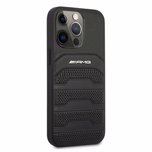 AMG AMHCP13XGSEBK iPhone 13 Pro Max 6,7" tšarny/musta kovakotelo Nahka kohokuvioitu linjat