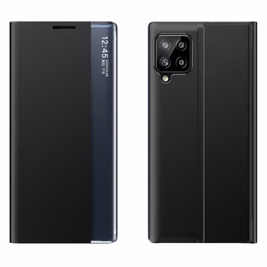 Sleep Case Kirjahylly Tyyppi Kotelo Smart Window Samsung Galaxy A22 4G musta