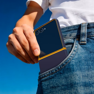 Spigen Nano Pop MagSafe case for Samsung Galaxy Z Flip8 – navy blue and yellow