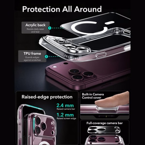 ESR Classic Hybrid MagSafe suojakuori mallille iPhone 18 Pro / 17 Pro – läpinäkyvä