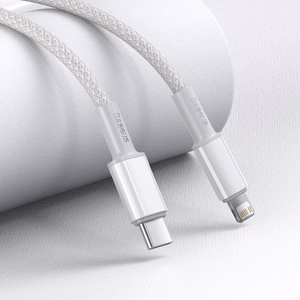USB-C - Lightning Baseus High Density Braided kaapeli, 20W, PD, 2m (valkoinen)