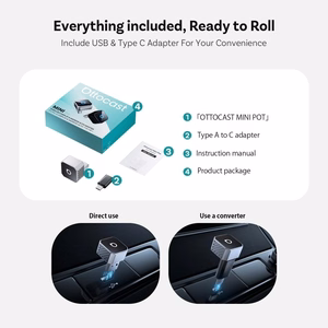 Langaton CarPlay/Android Auto -sovitin Ottocast Mini Cube musta