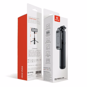 Crong SelfieGo Lite kompakti Bluetooth-selfiekeppi ja kolmijalka, musta