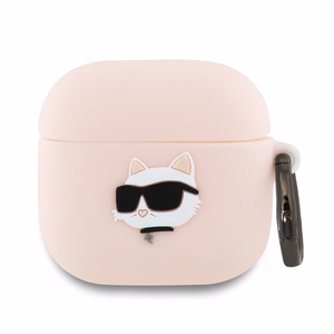 Karl Lagerfeld silikoni Choupette Head 3D kotelo AirPods 4 - pinkki