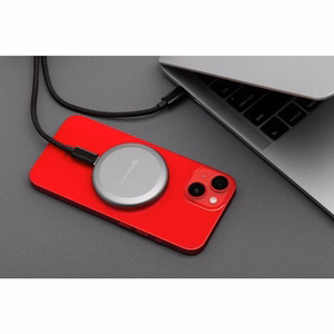 FORCELL F-ENERGY Smart Charge Qi2 15W langaton laturi 150cm irrotettavalla kaapelilla MagSafe-yhteensopiva hopea
