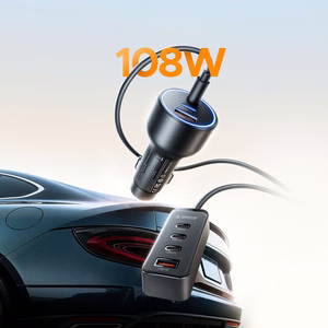 Orico ChargeClip 108W autolaturi 2x USB-A + 4x USB-C pidikkeellä - musta