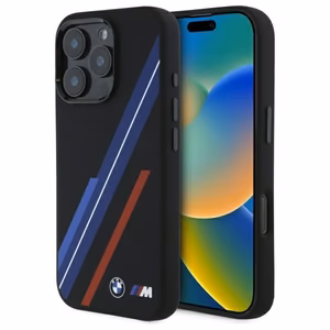 BMW Silikoninen Random Lines MagSafe suojakuori iPhone 16 Pro Max:lle - musta