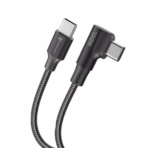 Kaapeli USB C - USB C Forcell F-Energy QC4.0 PD 5A 100W Cafule 90° 1,2 m CC-1Deg musta