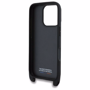 BMW M Edition Carbon Tricolor Lines & hihna suojakuori iPhone 16 Pro Max:lle - musta