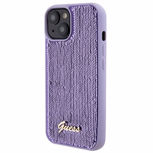 Guess Sequin Script Metal Suojakuori iPhone 15:lle - violetti