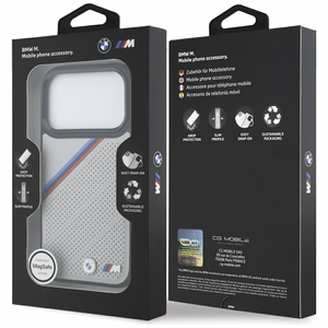 BMW M Tricolor Metal Logo MagSafe Suojakuori iPhone 17 Pro:lle - Harmaa