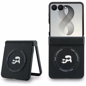 Musta Karl Lagerfeld Karl & Choupette Pins MagSafe -suojakuori Samsung Galaxy Z Flip8 -puhelimelle