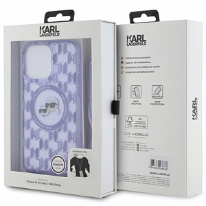 Karl Lagerfeld IML Crossbody Monogram Karl & Choupette Head MagSafe Suojakuori iPhone 15 Pro:lle - violetti