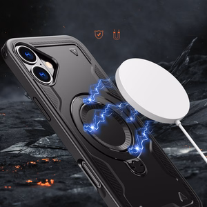 Hybrid Armor Trendy Suojakuori MagSafella iPhone 16 Plus:lle - Musta