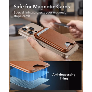 ESR Classic RFID-suojattu MagSafe-magneettikorttikotelo puhelimelle jalustalla – ruskea
