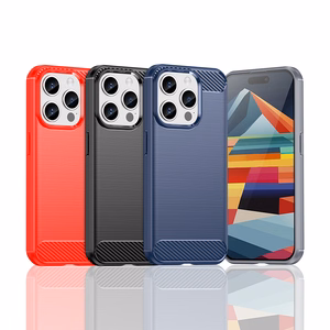 Flexible carbon pattern case for iPhone 15 Pro Carbon Case - black
