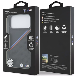 BMW M Tricolor Metal Logo MagSafe Suojakuori iPhone 17 Pro Max:lle - Musta