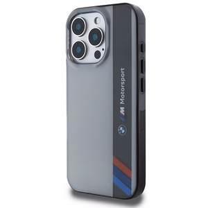 BMW Motosport IML Vertical Stripe Suojakuori iPhone 16 Pro:lle - harmaa