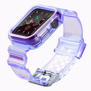 Silicone Band Strap Bracelet Case Strap Light Set for Apple Watch 44mm - Purple