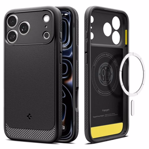 Spigen Rugged Armor MagSafe suojakuori mallille iPhone 18 Pro / 17 Pro – väri: mattamusta