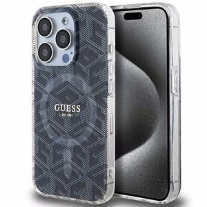 Guess IML GCube MagSafe Suojakuori iPhone 15 Pro Max:lle - musta