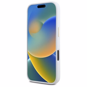 Guess Silikoninen Logo Strass 4G Suojakuori iPhone 16 Pro:lle - Valkoinen