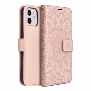 MEZZO lompakkokotelo iPhone 12 / 12 Pro mandala, ruusukulta