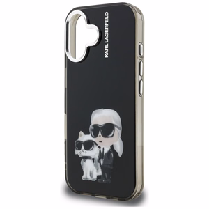 Karl Lagerfeld IML Aquarelle Karl & Choupette & Logo iPhone 16 Case - Black