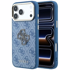Guess 4G & Big Resin Logo -suojakuori iPhone 17 Pro Max / 18 Pro Max -malleille, vaaleansininen