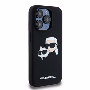 Karl Lagerfeld Silikoninen Karl & Choupette MagSafe Suojakuori iPhone 15 Prolle - musta