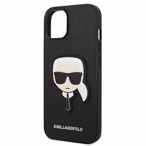 Karl Lagerfeld Saffiano Karl's Head Patch Case iPhone 14 Plus - musta