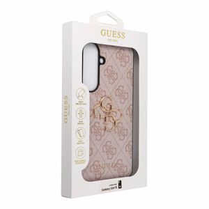 Guess Leather 4G Metal Logo -suojakuori Samsung Galaxy S26 FE – vaaleanpunainen