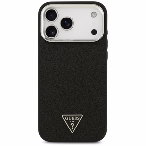 Guess Glitter Triangle Logo MagSafe Suojakuori iPhone 17 Pro Max:lle - Musta