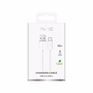 Puro TPE 10W USB-A - USB-C kaapeli 3m - Valkoinen
