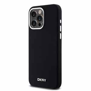 DKNY iPhone 15 Pro Max 6.7" Musta Suojakuori Liquid Silicone Metal Logo MagSafe