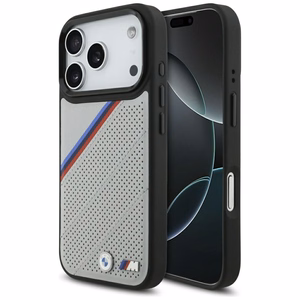 BMW M Tricolor Metal Logo MagSafe Suojakuori iPhone 17 Pro:lle - Harmaa