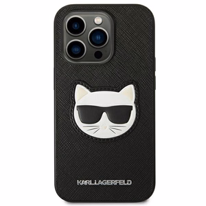 Karl Lagerfeld Saffiano Choupette Head Patch kotelo iPhone 14 Pro - musta - musta