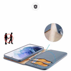 Dux Ducis Hivo Nahka Flip Cover Aitoa nahkaa Lompakko korteille ja asiakirjoille Samsung Galaxy S22 + (S22 Plus) Sininen