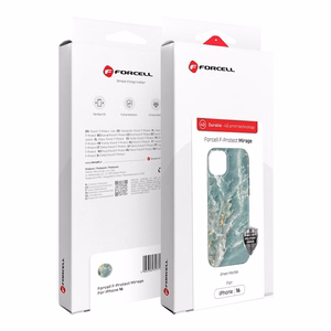 Case for iPhone 15 Forcell F-Protect Mirage compatible with Magsafe Military Drop-Test green marble