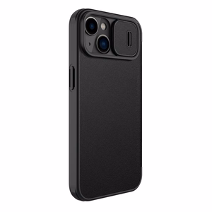 Nillkin Qin Nahka Pro Case iPhone 14 Plus kamera kansi Holster kansi Flip Case musta
