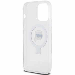 Karl Lagerfeld KLHMP15LHMRSKHH iPhone 15 Pro 6.1 valkoinen/valkoinen kovakuori Ring Stand Karl Head MagSafe