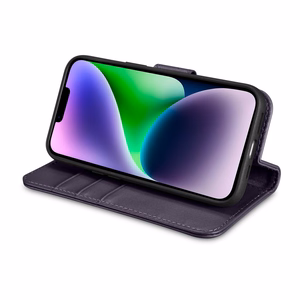 iCarer Lompakko Kotelo 2in1 Kotelo iPhone 14 Nahka Flip Cover Anti-RFID Tumman violetti (WMI14220725-DP)