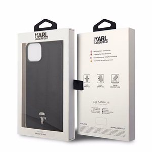 Karl Lagerfeld Puffy Ikonik Pin kotelo iPhone 14 Plus - musta