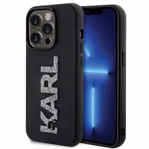 Karl Lagerfeld Suojakuori iPhone 15 Pro Max:lle KLHCP15X3DMBKCK (3D Logo Glitter) musta