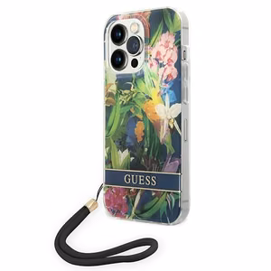 Guess GUOHCP14XHFLSB iPhone 14 Pro Max 6.7 "sininen / sininen kovakotelo Kukkahihna Kukkahihna