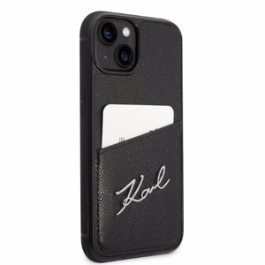Karl Lagerfeld Signature Logo Cardslot suojakuori iPhone 14 Plus:lle - musta