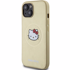 Hello Kitty Nahkainen Kitty Head MagSafe Suojakuori iPhone 15:lle - kultainen